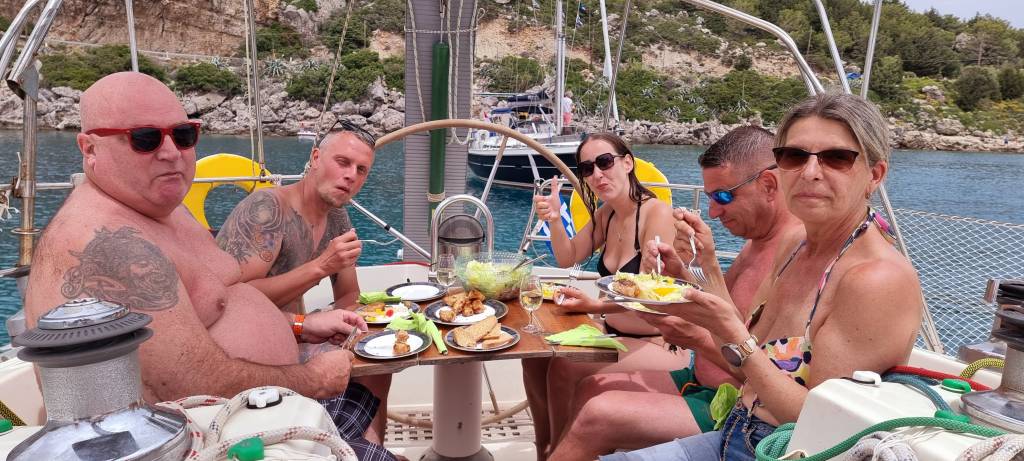 Tasty MediterrAsian meals in Rhodes from Edisa sailing boat